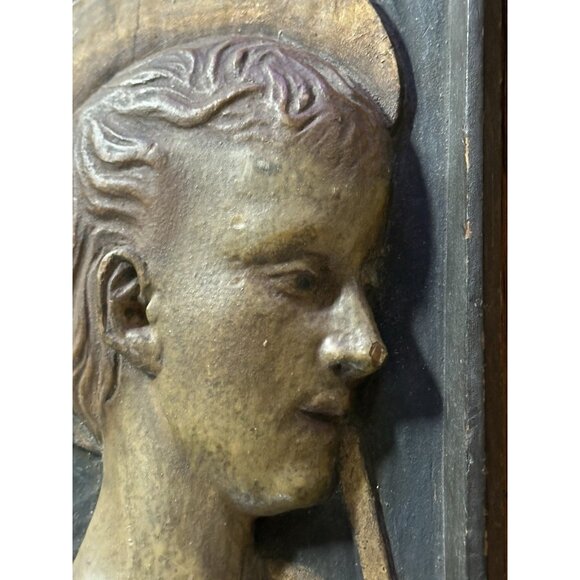 Wood Wooden‎ Young Saint John The Baptist Plaque - Picture 2 of 11